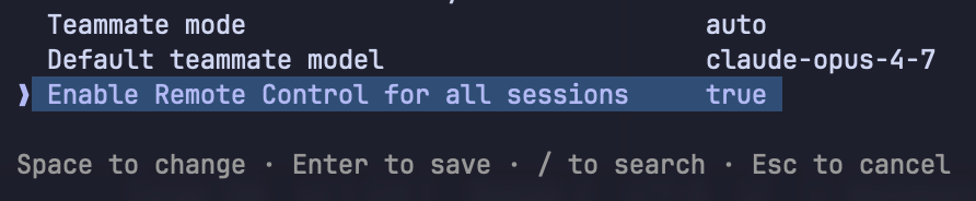Enable Remote Control for all sessions setting
