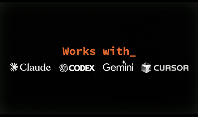 Works with integration logos: Claude, Codex, Gemini, and Cursor