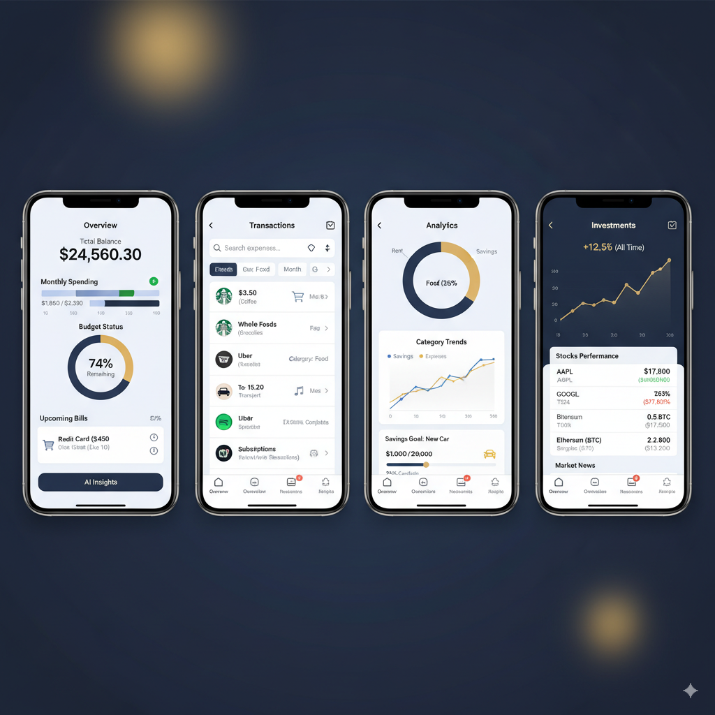 財務管理アプリUIモックアップ